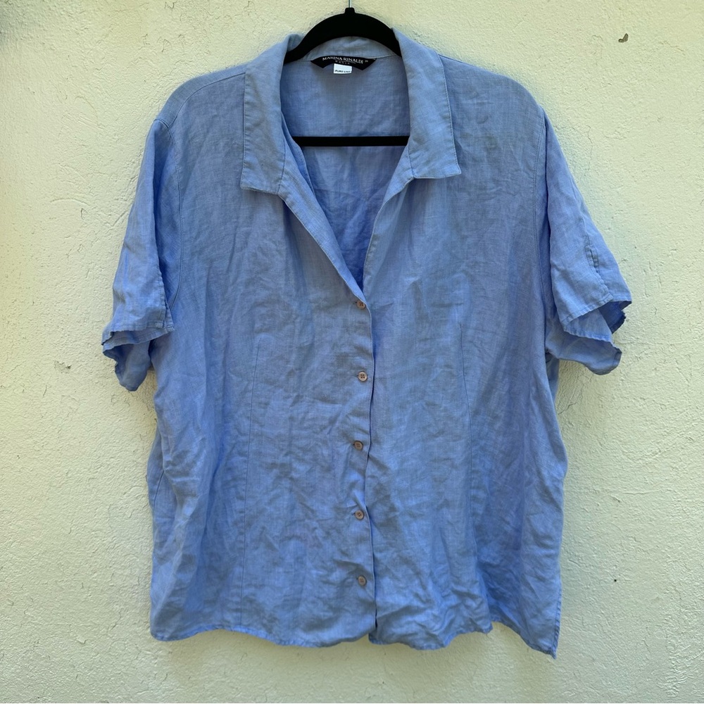 Marina Rinaldi Linen Shirt in Blue- 10